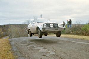 Jeremy Butts / Peter Jacobs Plymouth Arrow at the final yump on SS14, Brockway Mountain I.