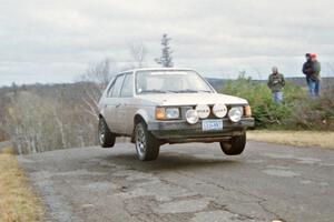 Jason Anderson / Jared Kemp Dodge Omni at the final yump on SS14, Brockway Mountain I.