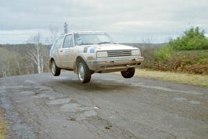 Eric Burmeister / Mark Buskirk VW GTI at the final yump on SS15, Brockway Mountain II.