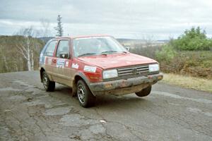 Brian Vinson / Richard Beels VW GTI at the final yump on SS15, Brockway Mountain II.