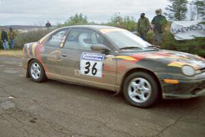 Evan Moen / Tom Young  Plymouth Neon ACR at the final yump on SS15, Brockway Mountain II.