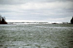 Heavy winds created massive waves near Copper Harbor, MI.