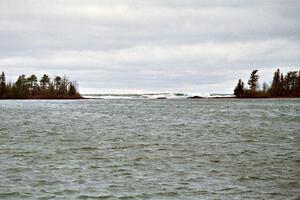 Heavy winds created massive waves near Copper Harbor, MI.