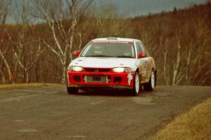 Henry Joy IV / Chris Griffin Mitsubishi Lancer Evo II at the final yump on SS14, Brockway Mountain I.