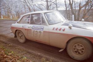 Phil Smith / Dallas Smith MGB-GT near the finish of SS15, Brockway Mountain II.