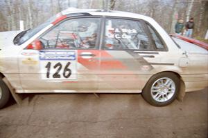 Arthur Wojcik / Chuck Cox Mitsubishi Galant VR-4 near the finish of SS15, Brockway Mountain II.