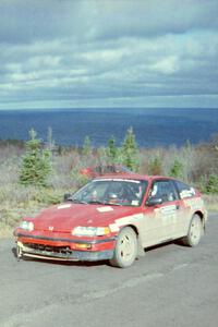 Charles Sherrill / Mark Rea Honda CRX Si near the finish of SS15, Brockway Mountain II.