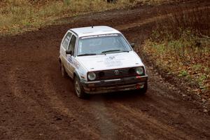 Doug Davenport / Al Kintigh VW GTI at the first turn of SS18, Gratiot Lake II.