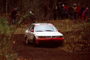 Arthur Wojcik / Chuck Cox Mitsubishi Galant VR-4 at the first turn of SS18, Gratiot Lake II.