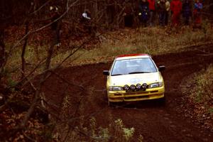 Janusz Jastrzebski / Jeff Hoekstra Subaru Impreza at the first turn of SS18, Gratiot Lake II.