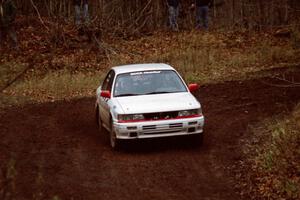 Todd Jarvey / Rich Faber Mitsubishi Galant VR-4 at the first turn of SS18, Gratiot Lake II.