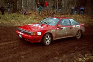 Paul Dunn / Brian Jenkins Toyota Celica All-Trac at the first turn of SS18, Gratiot Lake II.