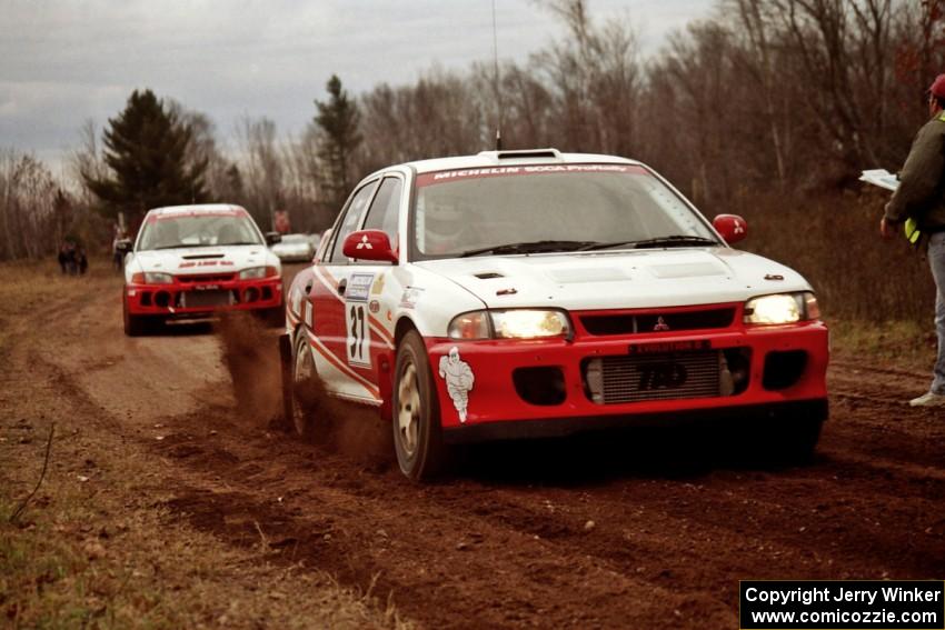 Henry Joy IV / Chris Griffin Mitsubishi Lancer Evo II and Garen Shrader / Doc Schrader Mitsubishi Lancer Evo IV at practice.