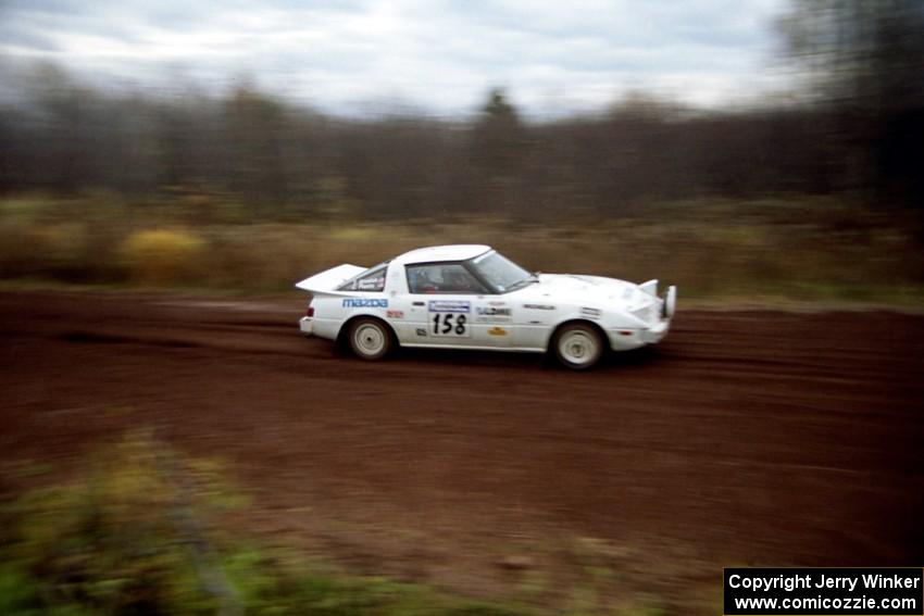 Ted Grzelak / Chris Plante Mazda RX-7 on the practice stage.