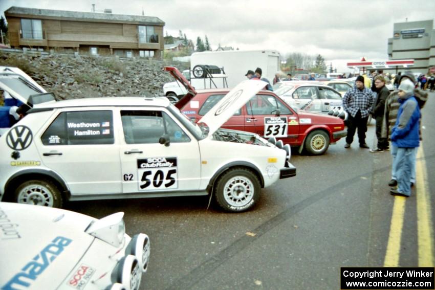 Jon Hamilton / Josh Westhoven VW Rabbit and J.B. Niday / J.B. Lewis VW GTI at parc expose in Houghton.