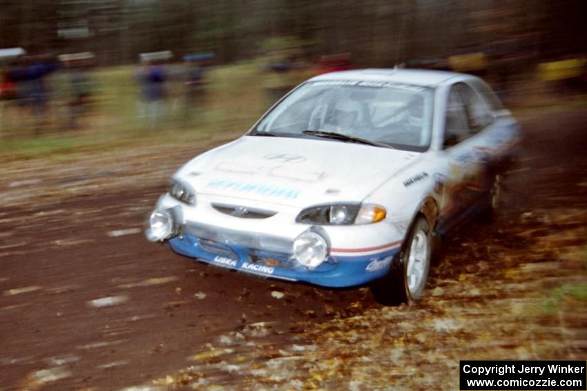 John Buffum / Lance Smith Hyundai Elantra at the second to last corner of SS1, Beacon Hill.