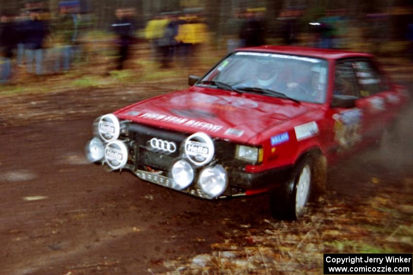 Jon Kemp / Rod Hendricksen Audi 4000 Quattro at the second to last corner of SS1, Beacon Hill.