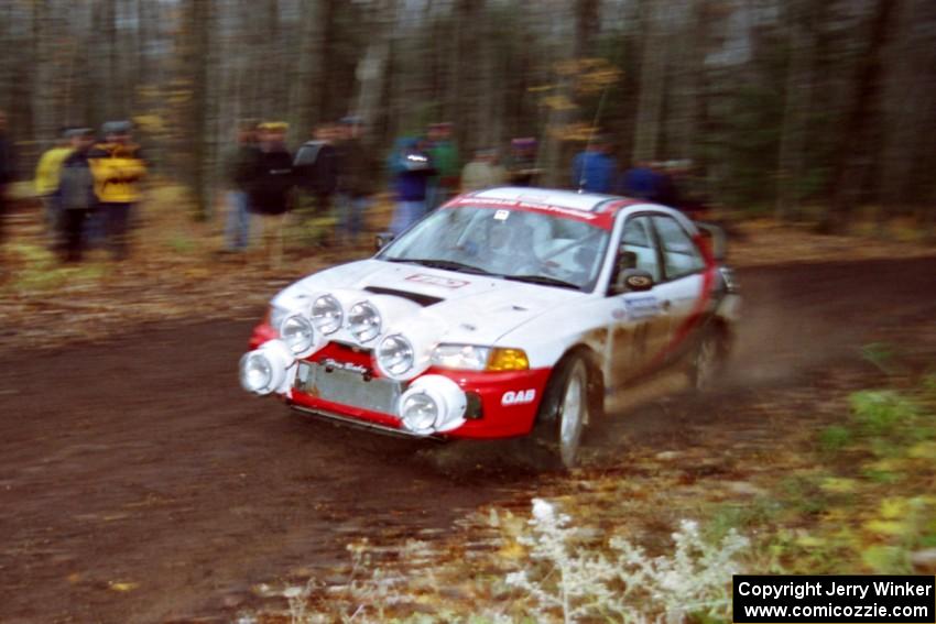 Garen Shrader / Doc Schrader Mitsubishi Lancer Evo IV at the second to last corner of SS1, Beacon Hill.