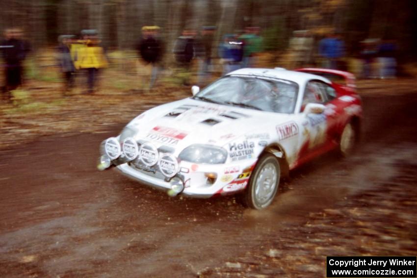 Ralph Kosmides / Joe Noyes Toyota Supra Turbo at the second to last corner of SS1, Beacon Hill.