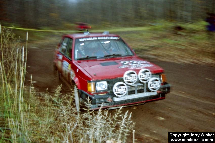 Mark Utecht / Diane Sargent Dodge Omni GLH-Turbo at the final corner of SS1, Beacon Hill.