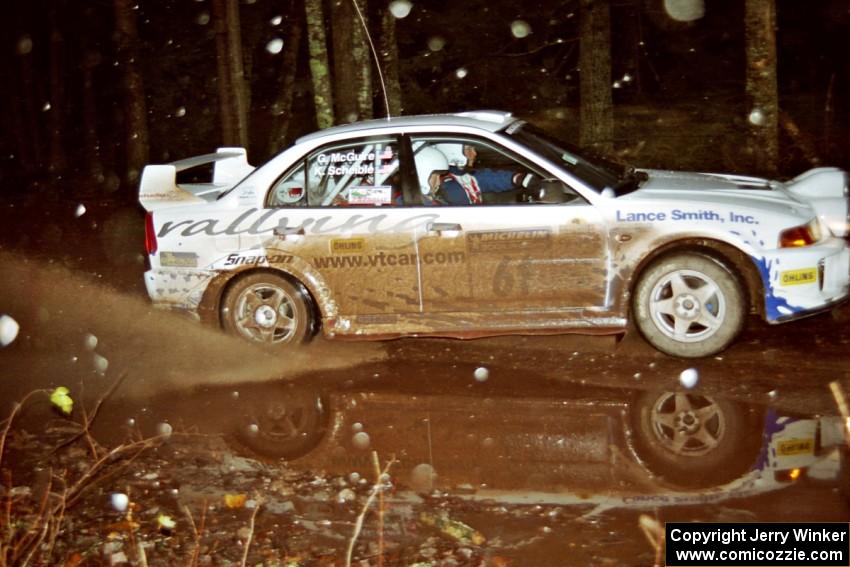 Karl Scheible / Gail McGuire Mitsubishi Lancer Evo V at speed on SS2, Bob Lake I.