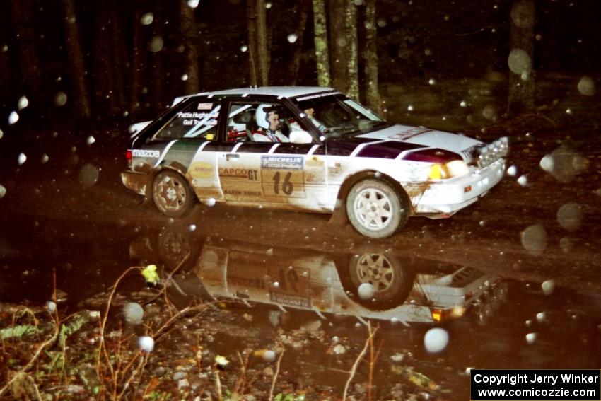 Gail Truess / Pattie Hughes Mazda 323GTX at speed on SS2, Bob Lake I.