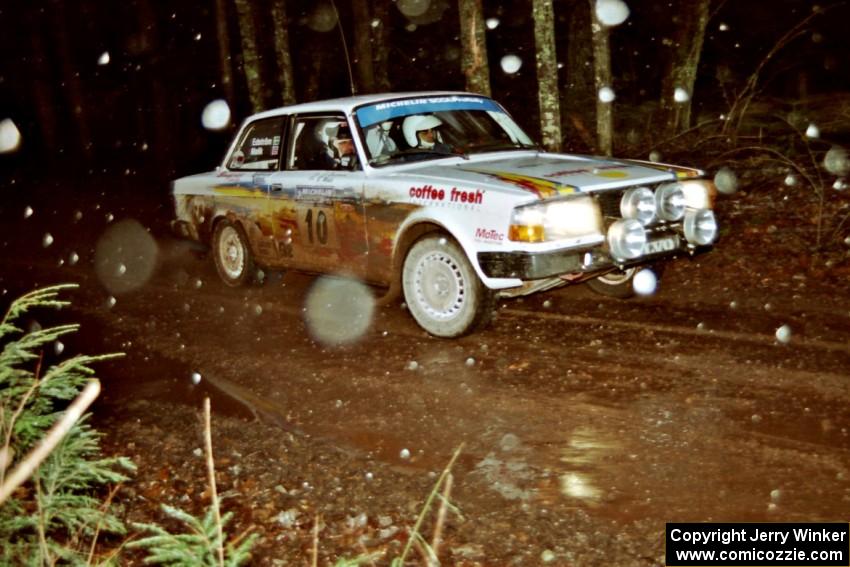 Bill Malik / Christian Edstrom Volvo 240 at speed on SS2, Bob Lake I.