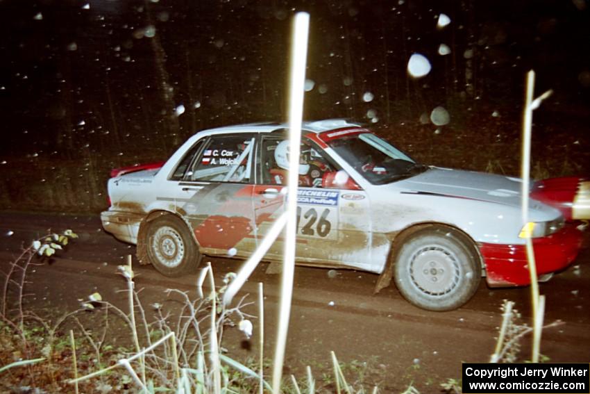 Arthur Wojcik / Chuck Cox Mitsubishi Galant VR-4 at speed on SS2, Bob Lake I.