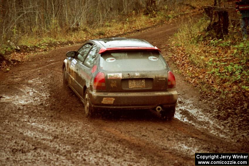 Bryan Hourt / Pete Cardimen Honda Civic at the final corner of SS11, Gratiot Lake I.