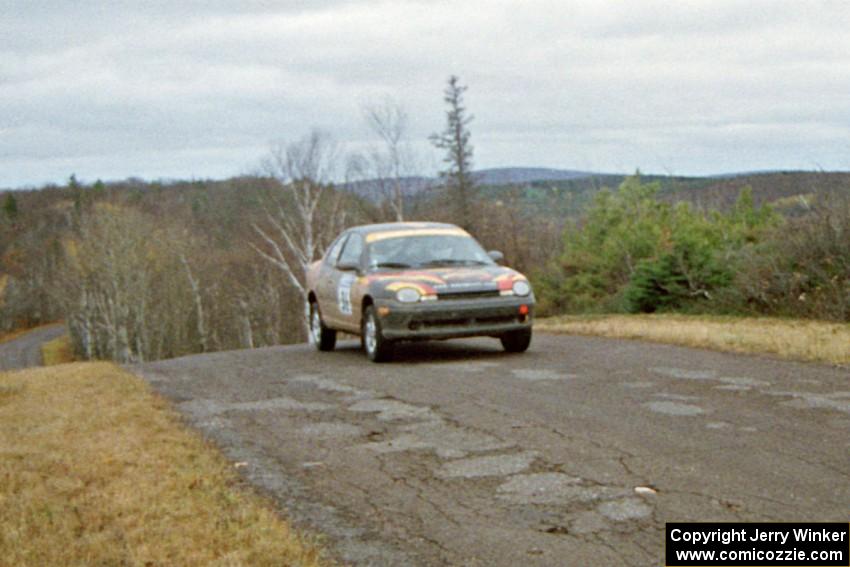 Evan Moen / Tom Young  Plymouth Neon ACR at the final yump on SS14, Brockway Mountain I.