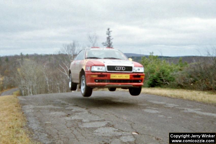 John Rek / Mariusz Malik Audi S2 Quattro at the final yump on SS14, Brockway Mountain I.