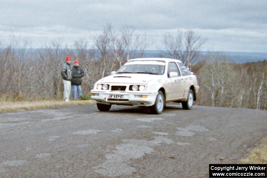 Colin McCleery / Jeff Secor Merkur XR4Ti at the final yump on SS14, Brockway Mountain I.