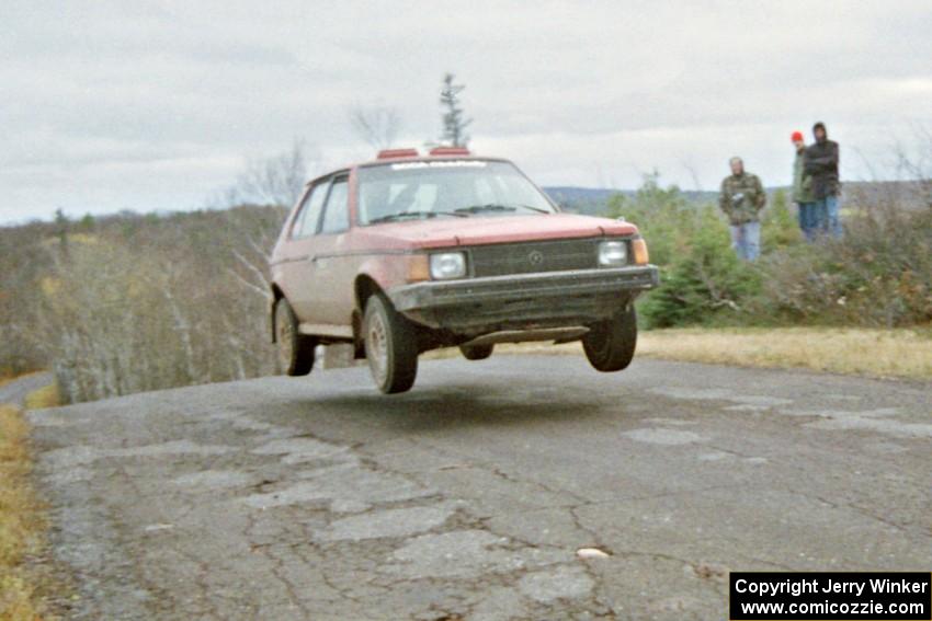 Jon Butts / Gary Butts Dodge Omni at the final yump on SS14, Brockway Mountain I.
