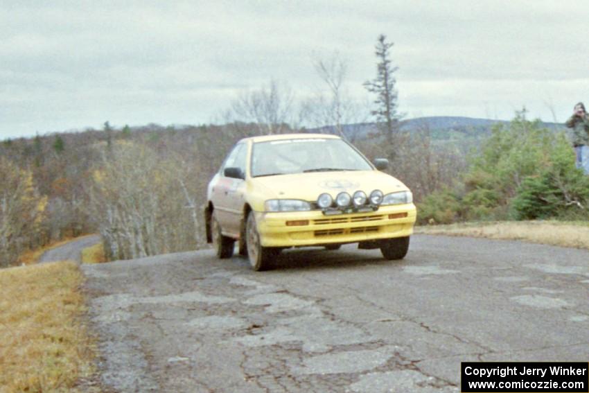 Janusz Jastrzebski / Jeff Hoekstra Subaru Impreza at the final yump on SS14, Brockway Mountain I.