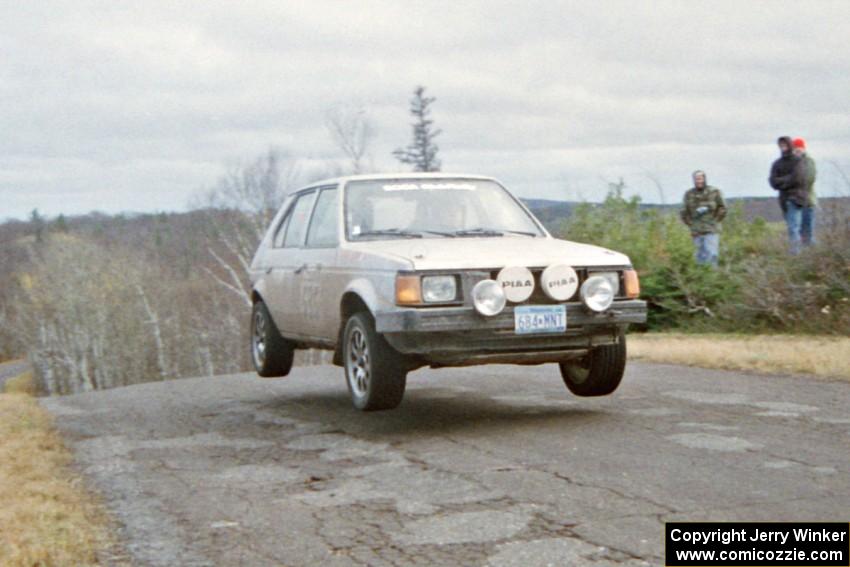Jason Anderson / Jared Kemp Dodge Omni at the final yump on SS14, Brockway Mountain I.