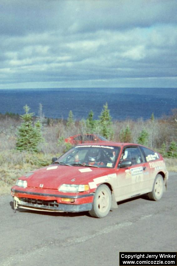 Charles Sherrill / Mark Rea Honda CRX Si near the finish of SS15, Brockway Mountain II.