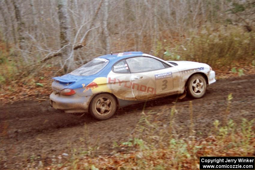 Paul Choiniere / Jeff Becker Hyundai Tiburon on SS18, Gratiot Lake II.