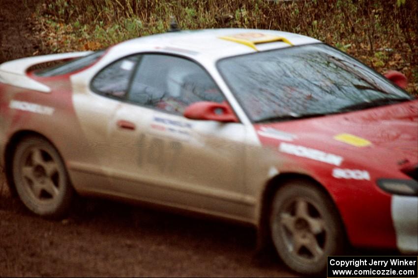 Miroslaw Babinski / Darek Bosek Toyota Celica All-Trac at the first turn of SS18, Gratiot Lake II.