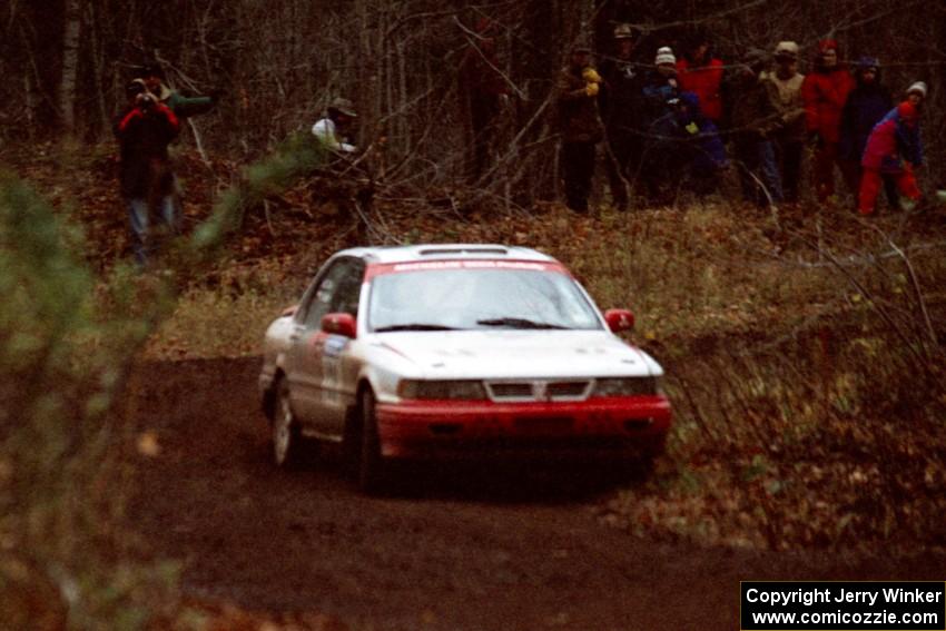 Arthur Wojcik / Chuck Cox Mitsubishi Galant VR-4 at the first turn of SS18, Gratiot Lake II.