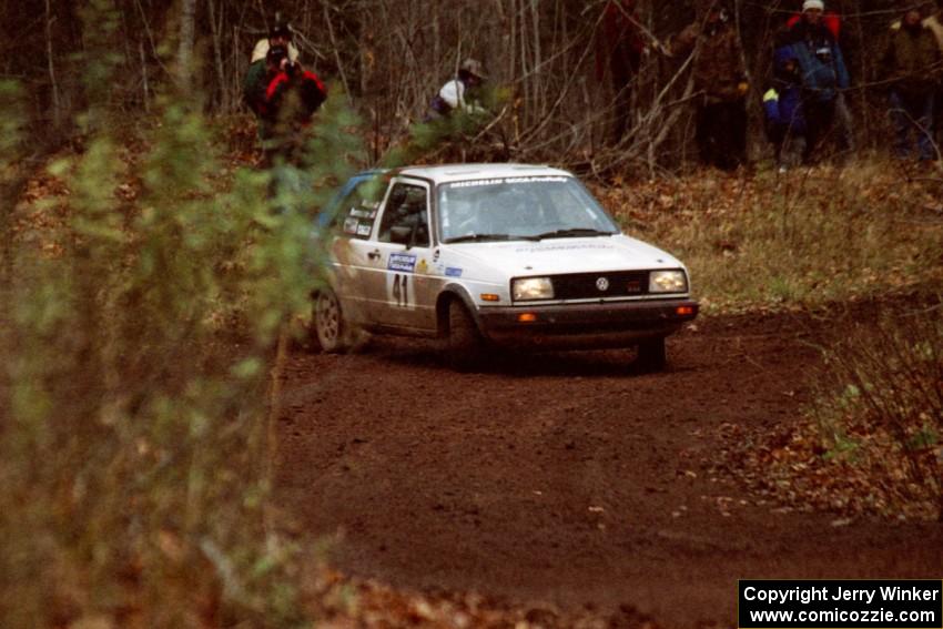 Art Burmeister / Randy Moore VW GTI at the first turn of SS18, Gratiot Lake II.