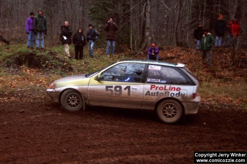 Pete Beaupre / Dave Cizmas Suzuki Swift at the first turn of SS18, Gratiot Lake II.