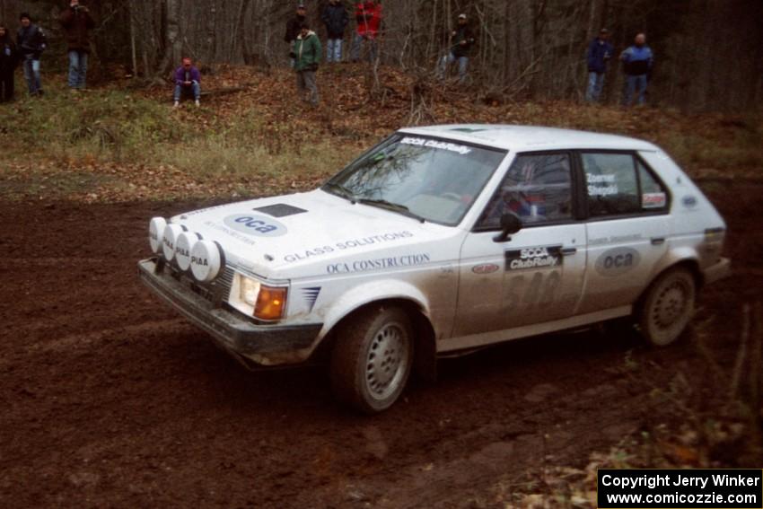 John Zoerner / John Shepski Dodge Omni GLH-T at the first turn of SS18, Gratiot Lake II.