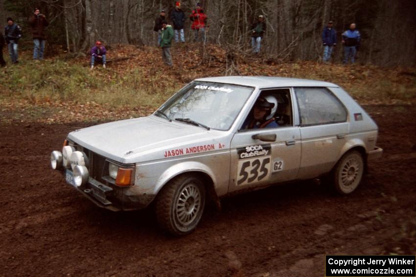 Jason Anderson / Jared Kemp Dodge Omni at the first turn of SS18, Gratiot Lake II.