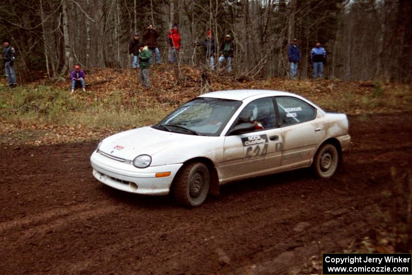 Nathan Koukkari / Jake Himes Dodge Neon at the first turn of SS18, Gratiot Lake II.