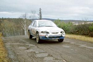 John Buffum / Lance Smith Hyundai Elantra at the final yump on SS15, Brockway Mountain II.