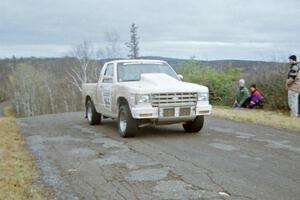 John Daubenmier / Stan Rosen Chevy S-10 at the final yump on SS15, Brockway Mountain II.