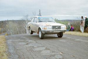 Bill Malik / Christian Edstrom Volvo 240 at the final yump on SS15, Brockway Mountain II.