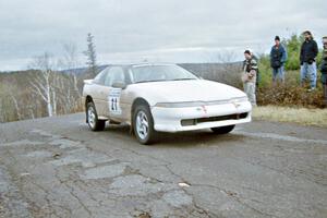 Chris Czyzio / Eric Carlson Mitsubishi Eclipse GSX at the final yump on SS15, Brockway Mountain II.