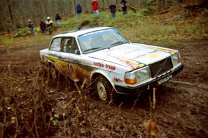 Bill Malik / Christian Edstrom Volvo 240 at the final corner of SS11, Gratiot Lake I.