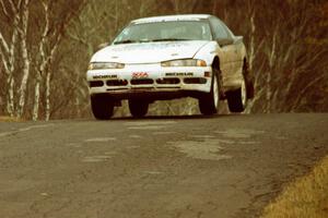 Bryan Pepp / Jerry Stang Eagle Talon at the final yump on SS14, Brockway Mountain I.